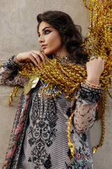 3-pc Unstitched Embroidered Printed Chiffon Collection VSL25-44