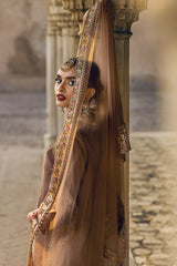 3-PC Embroidered Raw-Silk Suit CMA-4-107 BROWN