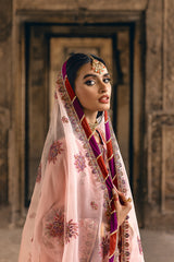 3-PC Embroidered Raw-Silk Suit CMA-5-137 PINK