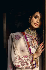 3-PC Embroidered Raw-Silk Suit CMA-5-137 OFF-WHITE