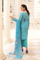 3 Pc Unstitched Embroidered Lawn With Chiffon Dupatta CEL23-21