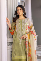 3-Pc Charizma Unstitched Embroidered Lawn Shirt With Embroidered Chiffon Dupatta AN23-28