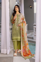 3-Pc Charizma Unstitched Embroidered Lawn Shirt With Embroidered Chiffon Dupatta AN23-28