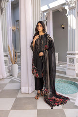 3-Pc Charizma Unstitched Embroidered Lawn Shirt With Embroidered Chiffon Dupatta AN23-27