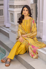 3-Pc Charizma Unstitched Embroidered Lawn Shirt With Embroidered Chiffon Dupatta AN23-26