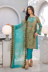 3-Pc Charizma Unstitched Embroidered Lawn Shirt With Embroidered Chiffon Dupatta AN23-30