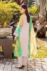 3 Pc Unstitched Embroidered Lawn With Chiffon Dupatta CEL23-24