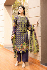 3-Pc Charizma Unstitched Embroidered Lawn Shirt With Embroidered Chiffon Dupatta AN23-31