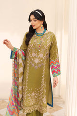 3 Pc Unstitched Embroidered Lawn With Chiffon Dupatta CEL23-14