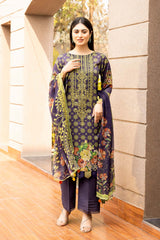 3-Pc Charizma Unstitched Embroidered Lawn Shirt With Embroidered Chiffon Dupatta AN23-31