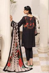 3 Pc Unstitched Embroidered Lawn With Chiffon Dupatta CEL23-13