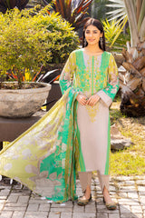 3 Pc Unstitched Embroidered Lawn With Chiffon Dupatta CEL23-24