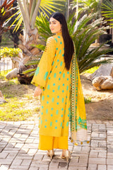 3 Pc Unstitched Embroidered Lawn With Chiffon Dupatta CEL23-23