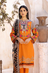 3-Pc Charizma Unstitched Embroidered Lawn Shirt With Embroidered Chiffon Dupatta AN23-24A