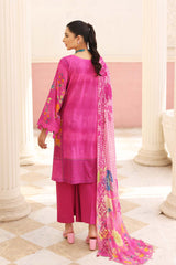 3 Pc Unstitched Embroidered Lawn With Chiffon Dupatta CEL23-22
