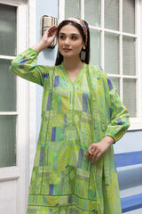 3-Pc Digital Geomatric Printed Shirt With Lawn Trouser and Chiffon Dupatta CPM23-56