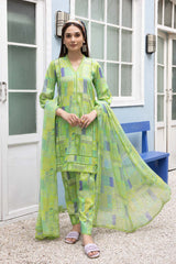 3-Pc Digital Geomatric Printed Shirt With Lawn Trouser and Chiffon Dupatta CPM23-56