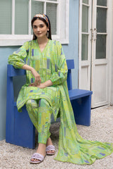 3-Pc Digital Geomatric Printed Shirt With Lawn Trouser and Chiffon Dupatta CPM23-56