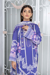 3-Pc Unstitched Embroidered Lawn Suit With Chiffon Dupatta CCS22-58