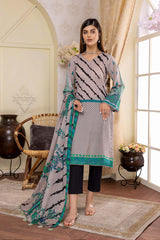 3-Pc Printed Lawn Unstitched With Chiffon Dupatta CP22-75