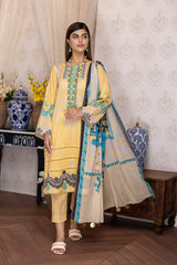 3-Pc Printed Lawn Unstitched With Chiffon Dupatta CP22-78