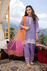 3-Pc Embroidered Lawn Shirt With Net Tye-N-Dye Dupatta and Cotton Shalwar CKP22-18