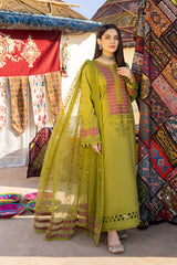 3-Pc Charizma Unstitched Premium Embroidered Lawn With Chiffon Dupatta RM23-01