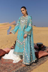 3-Pc Charizma Unstitched Premium Embroidered Lawn With Chiffon Dupatta RM23-09