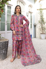 3-Pc Digital Multi Printed Shirt With Lawn Trouser and Chiffon Dupatta CPM23-57