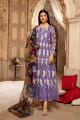 3-Pc Embroidered Long Maxi With Organza Dupatta and Raw Silk Trouser CMA22-50