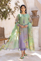 3-Pc Charizma Unstitched Printed Bnarsi Suit With Banarsi Lawn Dupatta CP23-43