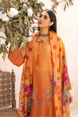 3-Pc Charizma Unstitched Printed Bnarsi Suit With Banarsi Lawn Dupatta CP23-40