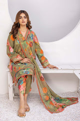 3-Pc Digital Printed Lawn Shirt With Lawn Tulip Trouser and Chiffon Dupatta CPM23-64