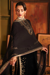 3-PC Embroidered Velvet Shirt with Embroidered Chiffon Dupatta and Trouser VVT-5-16