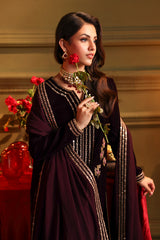3-PC Embroidered Velvet Shirt with Embroidered Chiffon Dupatta and Trouser VVT-5-18