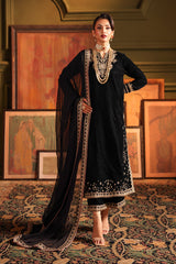 3-PC Embroidered Velvet Shirt with Embroidered Chiffon Dupatta and Trouser VVT-5-16